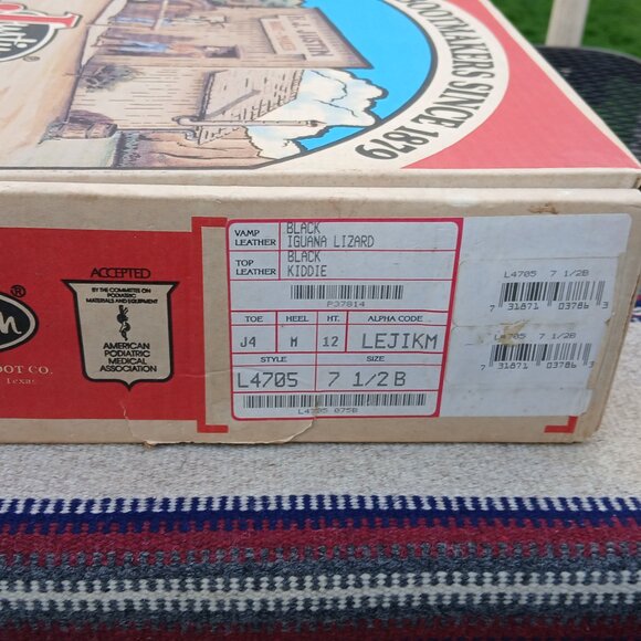 VINTAGE 80's JUSTIN COWBOY BOOTS - BLACK LIZARD/LEATHER - WOMEN'S 7.5 B - L4705 - Picture 12 of 13